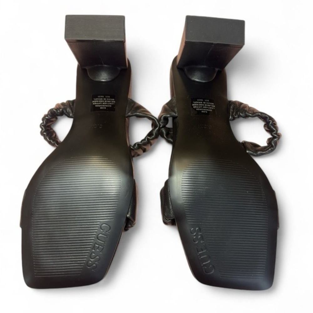 Guess Women 8.5 M Black Aindrea Black Shirred 2.75" Block Heel Slip‎ On Mules - Picture 6 of 9